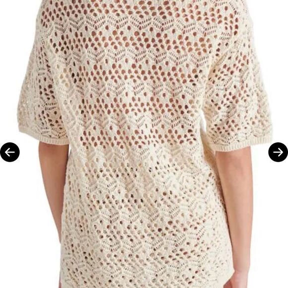 Steve Madden 2 Piece Cream Crochet Avana Button-Up Top and Trousers - Picture 2 of 11